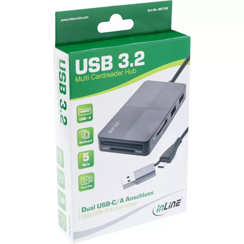 InLine 66772F czytnik kart USB Szary