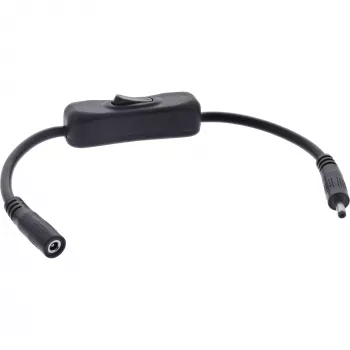 Kabel DC InLine z przełącznikiem, wtyk/gniazdo DC 3.5x1.35mm, AWG 18, czarny, 0,20m