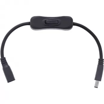 Kabel DC InLine z przełącznikiem, wtyk/gniazdo DC 5,5x2,1mm, AWG 18, czarny, 0,20m
