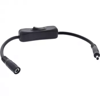 Kabel DC InLine z przełącznikiem, DC męski/żeński 4.0x1.7mm, AWG 18, czarny, 0,20m