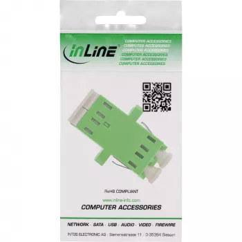 Adapter światłowodowy InLine 89989R Duplex LC/LC SM Żeński/Żeński Zielony
