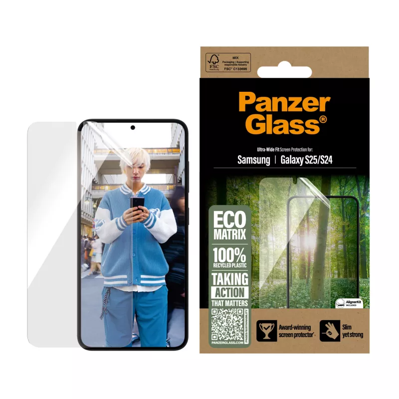 PanzerGlass ® ECO MATRIX Szkło ochronne Samsung Galaxy S25 | S24 | Ultra-Wide Fit
