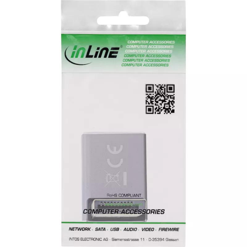 InLine 17291G zmieniacz płci kabla DisplayPort Szary, Czarny