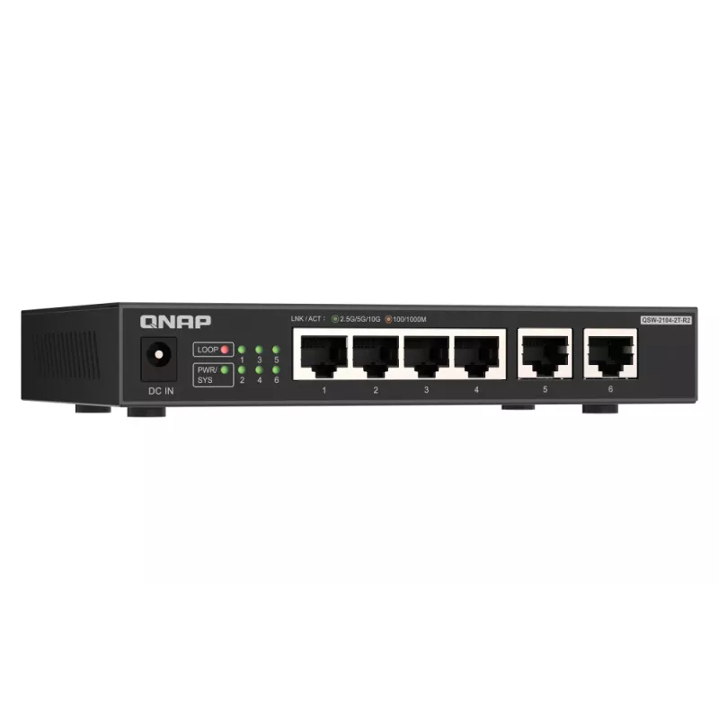 QNAP QSW-2104-2T-R2 przełącznik sieciowy niezarządzalny 10G Ethernet (100/1000/10000) Pulpit Czarny