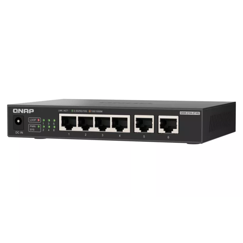 QNAP QSW-2104-2T-R2 przełącznik sieciowy niezarządzalny 10G Ethernet (100/1000/10000) Pulpit Czarny