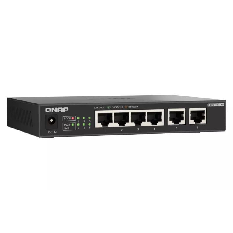 QNAP QSW-2104-2T-R2 przełącznik sieciowy niezarządzalny 10G Ethernet (100/1000/10000) Pulpit Czarny