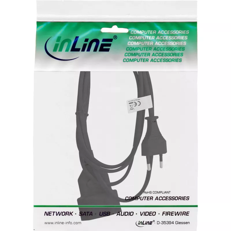 InLine 16686S kabel zasilający Czarny 0.5 m CEE7/16