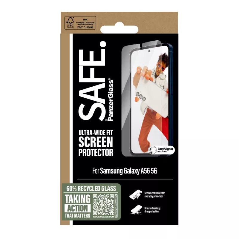 PanzerGlass SAFE. by ® Ochrona ekranu Samsung Galaxy A56 5G | Ultra-Wide Fit w. EasyAligner