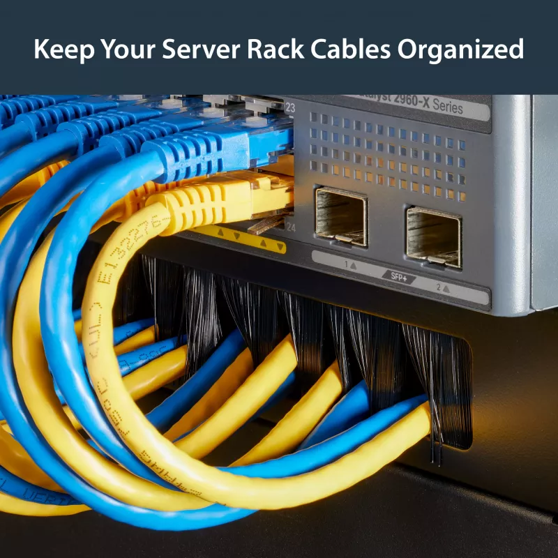 StarTech.com 1U High-density Brush Strip kabel Management Panel, Sturdy Steel Horizontal Data Centre kabel Organizer