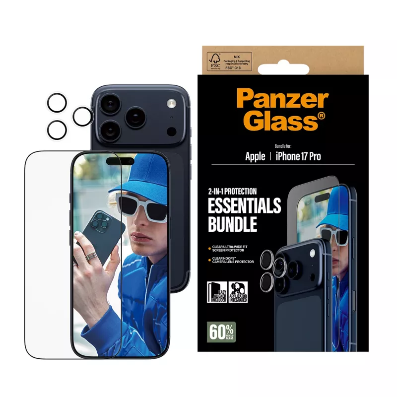 PanzerGlass 2-in-1 Essentials Bundle iPhone 17 Pro odporny na zarysowania i wstrząsy