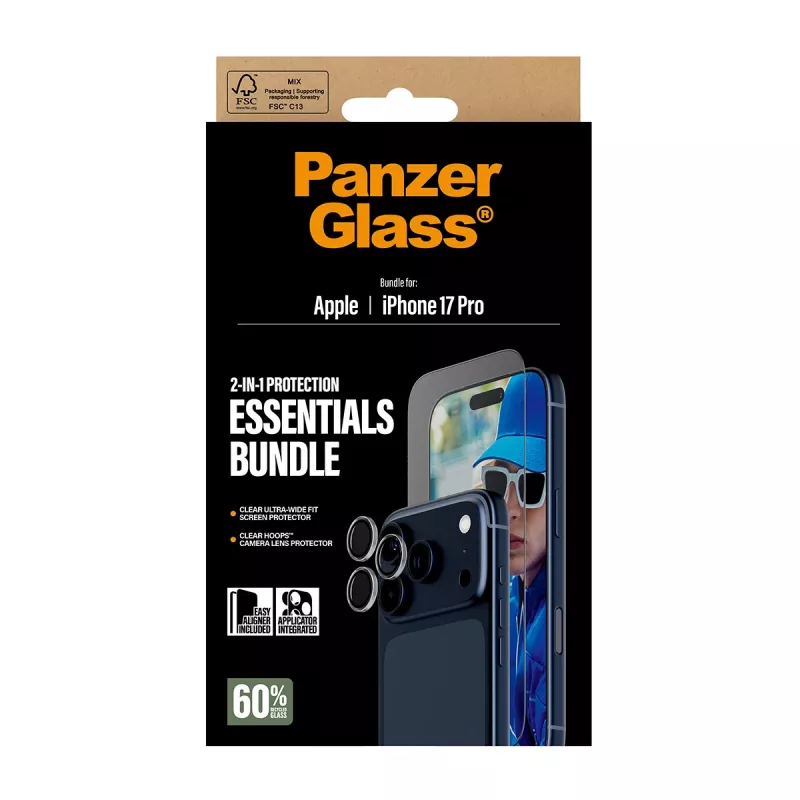 PanzerGlass 2-in-1 Essentials Bundle iPhone 17 Pro odporny na zarysowania i wstrząsy