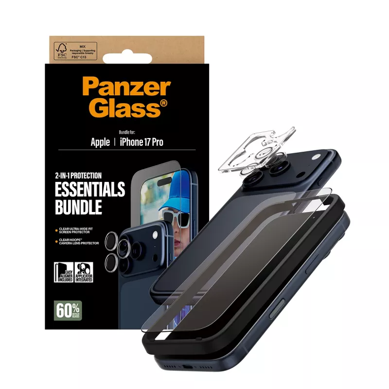 PanzerGlass 2-in-1 Essentials Bundle iPhone 17 Pro odporny na zarysowania i wstrząsy