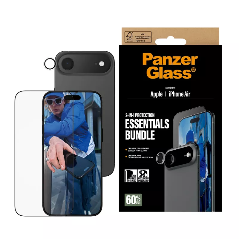 PanzerGlass 2-in-1 Essentials Bundle iPhone Air – odporny na zarysowania i wstrząsy