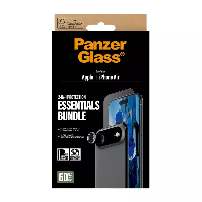 PanzerGlass 2-in-1 Essentials Bundle iPhone Air – odporny na zarysowania i wstrząsy