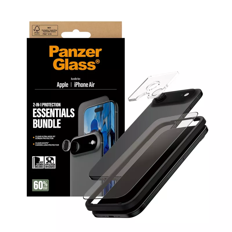 PanzerGlass 2-in-1 Essentials Bundle iPhone Air – odporny na zarysowania i wstrząsy