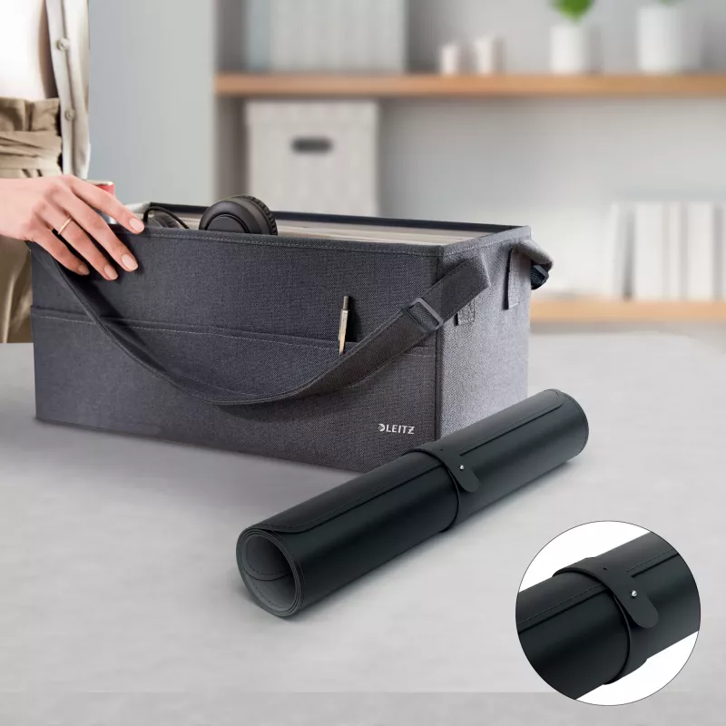 Leitz Large Desk Mat. Kolor produktu: Czarny, Materiał: Polichlorek winylu (PVC). Szerokość: 400 mm, Głębokość: 800 mm, Wysokość: 2 mm