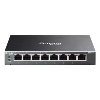 Przełącznik sieciowy TP-Link Omada ES208GP zarządzany L2 Gigabit Ethernet (10/100/1000) Power over Ethernet (PoE) szyna DIN czarny