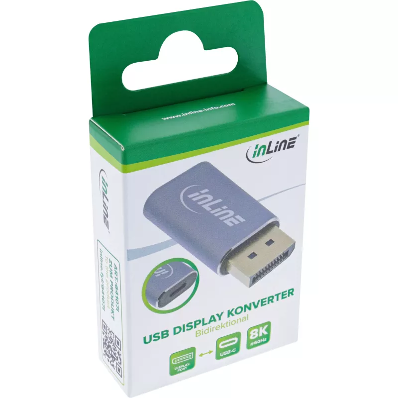 InLine 64107I adapter kabla wideo USB Type-C DisplayPort Szary