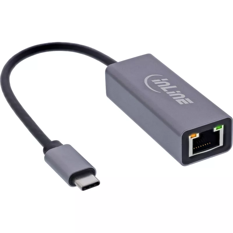 InLine 33380Q Adapter RJ-45 USB typu C męski 1 Gbit/s szary