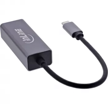 InLine 33380Q Adapter RJ-45 USB typu C męski 1 Gbit/s szary