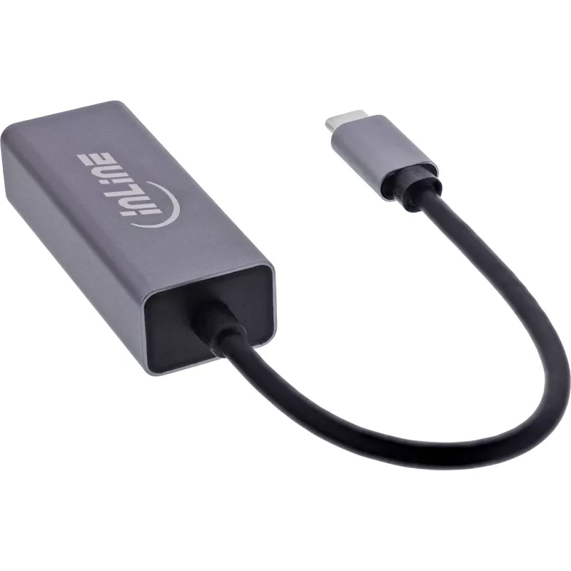 InLine 33380Q Adapter RJ-45 USB typu C męski 1 Gbit/s szary