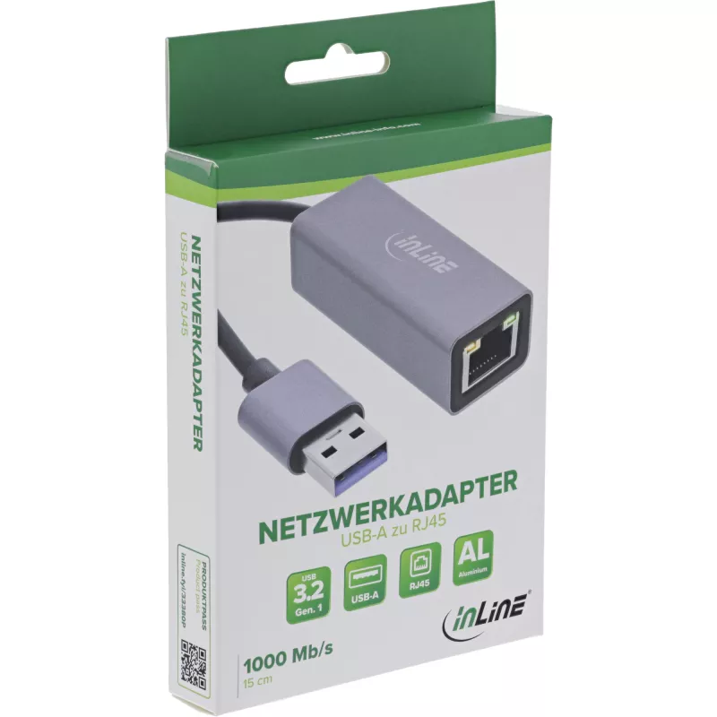 InLine 33380P karty interfejsów/adapter RJ-45 USB Typ-A Męski 1 Gbit/s