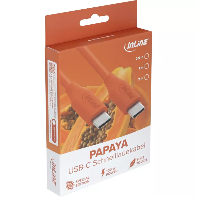 InLine 35891O Kabel USB USB 2.0 1 m USB-C Pomarańczowy