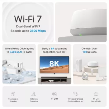 TP-Link DECO BE22 Dual-band (2.4 GHz / 5 GHz) Wi-Fi 7 (802.11be) biały 2 Internal