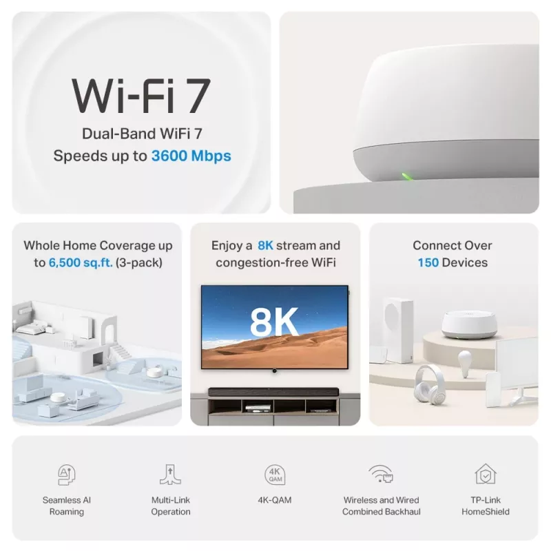 TP-Link DECO BE22 Dual-band (2.4 GHz / 5 GHz) Wi-Fi 7 (802.11be) biały 2 Internal