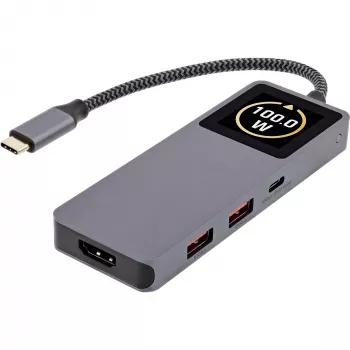 Koncentrator interfejsów USB-C InLine 35392D USB 3.2 Gen 2 Type-C host na HDMI, USB-A, USB-C 10000 Mbit/s Szary
