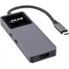 Koncentrator interfejsów USB-C InLine 35392D USB 3.2 Gen 2 Type-C host na HDMI, USB-A, USB-C 10000 Mbit/s Szary