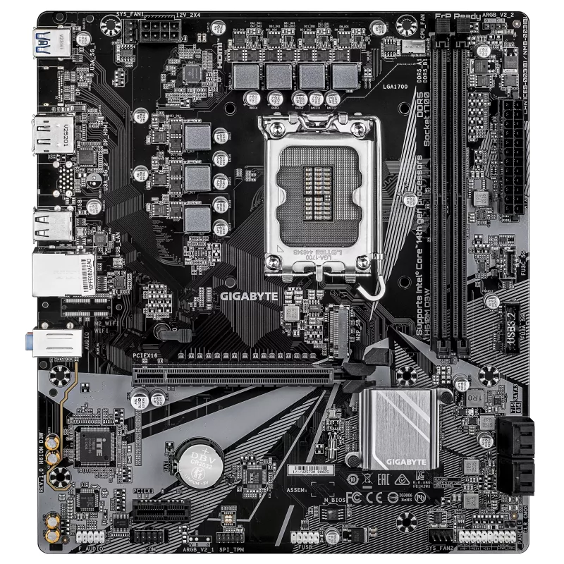 Płyta główna GIGABYTE H610M D3W LGA1700 dla procesorów Intel 12.–14. generacji, 5+1+1 VRM, DDR5 do 5600MHz, 128GB, PCIe 3.0 M.2, 1GbE, USB 3.2 Gen1