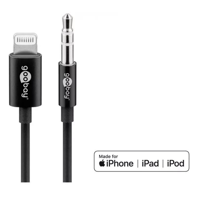 Kabel połączeniowy audio Goobay Apple Lightning 3.5 mm 1 m czarny