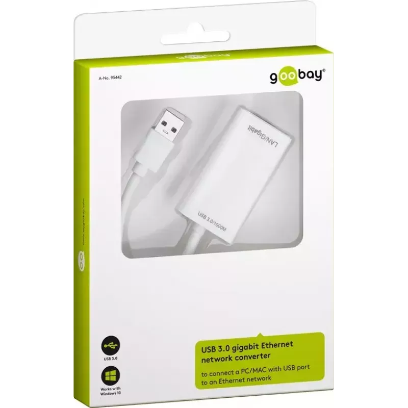 Konwerter sieciowy USB 3.0 Gigabit Ethernet Goobay 95442