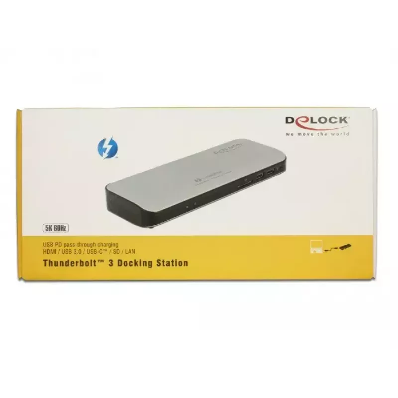 Stacja dokująca do laptopa DeLOCK 87725 przewodowa Thunderbolt 3 czarno-srebrna