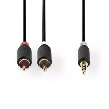 Kabel audio Nedis CABW22200AT10 1m 3.5mm 2xRCA antracytowy