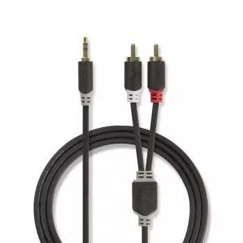 Kabel audio Nedis CABW22200AT10 1m 3.5mm 2xRCA antracytowy