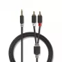 Kabel audio Nedis CABW22200AT10 1m 3.5mm 2xRCA antracytowy