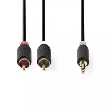 Kabel audio Nedis CABW22200AT20 2m 3.5mm 2 x RCA antracytowy