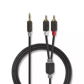 Kabel audio Nedis CABW22200AT20 2m 3.5mm 2 x RCA antracytowy