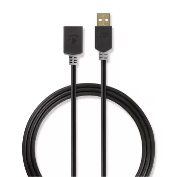 Kabel USB Nedis CCBW60010AT20 2 m USB 2.0 USB A Antracyt