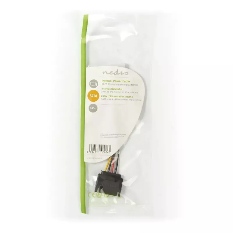 Wewnętrzny kabel zasilający Nedis CCGP73520VA015 0,15 m 2 x SATA 15-pin Molex 4-pin