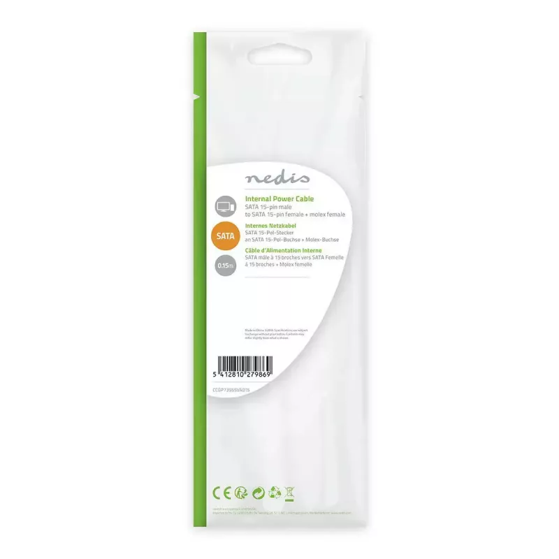 Nedis CCGP73555VA015 wewnętrzny kabel zasilający 0,15 m SATA 15-pin Molex
