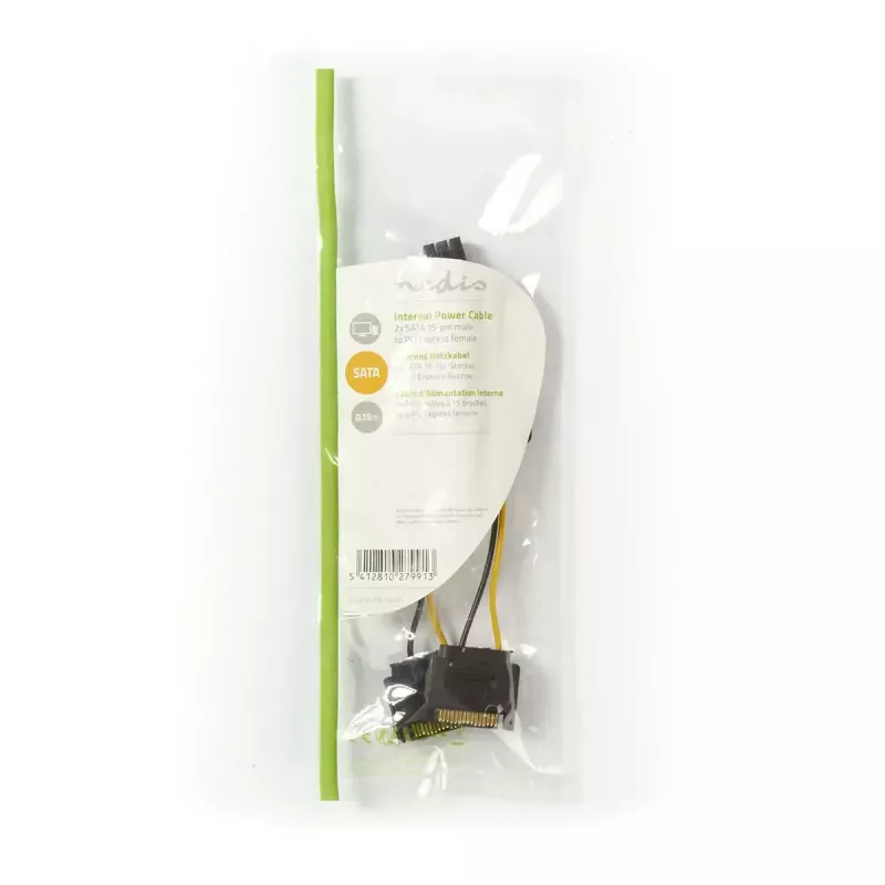 Wewnętrzny kabel zasilający Nedis CCGP74205VA015 0,15 m 2 x SATA 15-pin PCI-E 6-pin