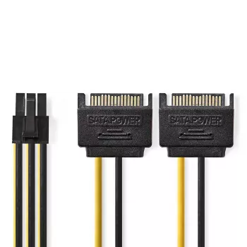Wewnętrzny kabel zasilający Nedis CCGP74205VA015 0,15 m 2 x SATA 15-pin PCI-E 6-pin
