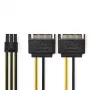 Wewnętrzny kabel zasilający Nedis CCGP74205VA015 0,15 m 2 x SATA 15-pin PCI-E 6-pin
