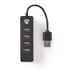 Koncentrator USB Nedis UHUBU2420BK USB 2.0 480 Mbit/s Czarny
