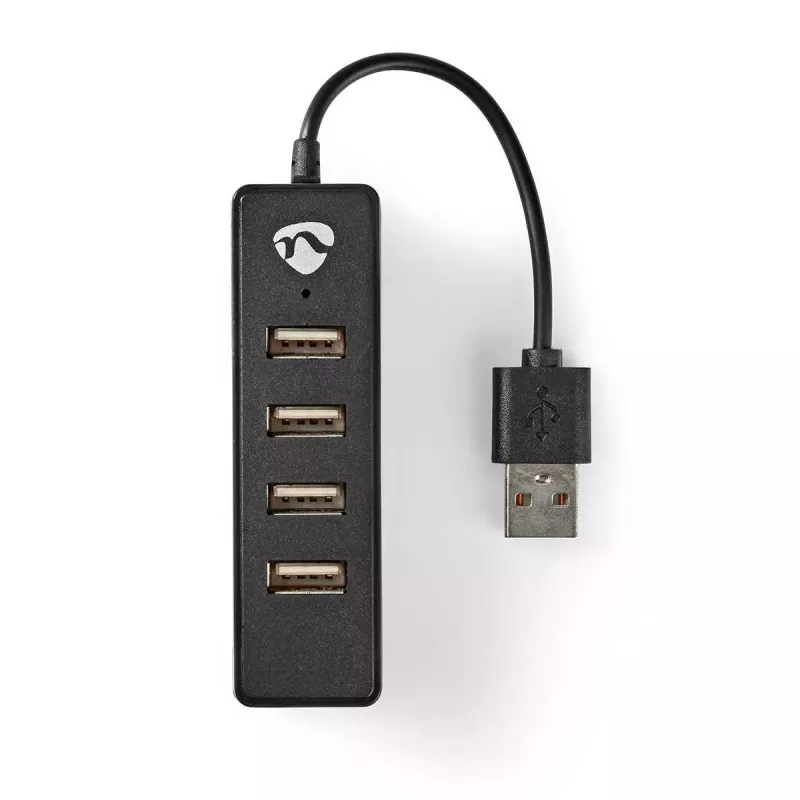 Koncentrator USB Nedis UHUBU2420BK USB 2.0 480 Mbit/s Czarny