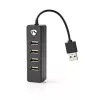 Koncentrator USB Nedis UHUBU2420BK USB 2.0 480 Mbit/s Czarny