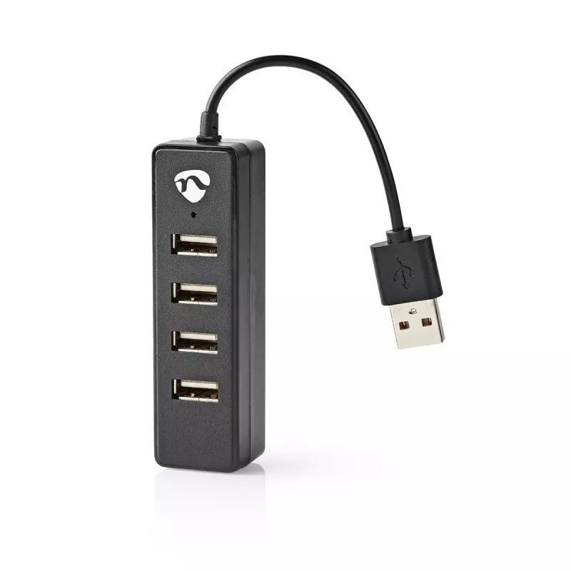 Koncentrator USB Nedis UHUBU2420BK USB 2.0 480 Mbit/s Czarny
